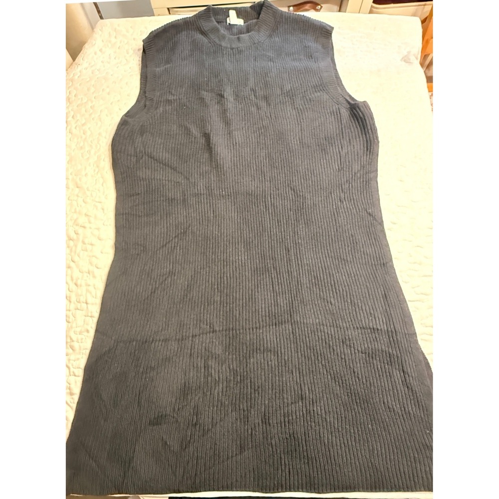 H&M Women XL Sleeveless Sweater Black Open Side Poncho Mock Neck FALL FASHION